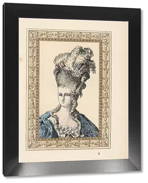 Marie Antoinette in elaborate hairstyle crowned