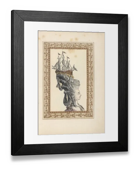 Framed Print : Woman in the Junon Frigate hairstyle, 1778 Framed Print : Woman in the Junon Frigate hairstyle, 1778