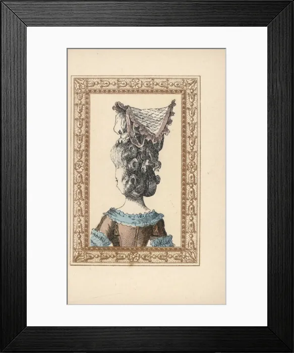 Framed Print : Rear view of woman in chignon plaited in three Framed Print : Rear view of woman in chignon plaited in three