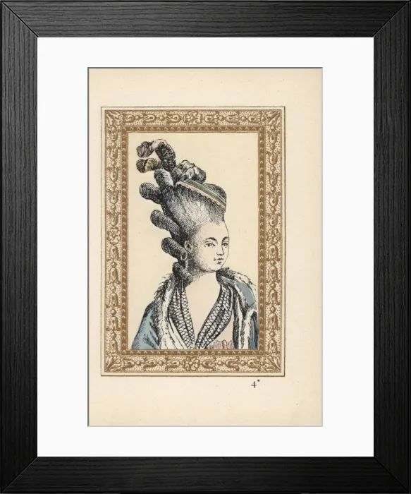 Framed Print : Woman in elaborate upswept hairstyle called Framed Print : Woman in elaborate upswept hairstyle called