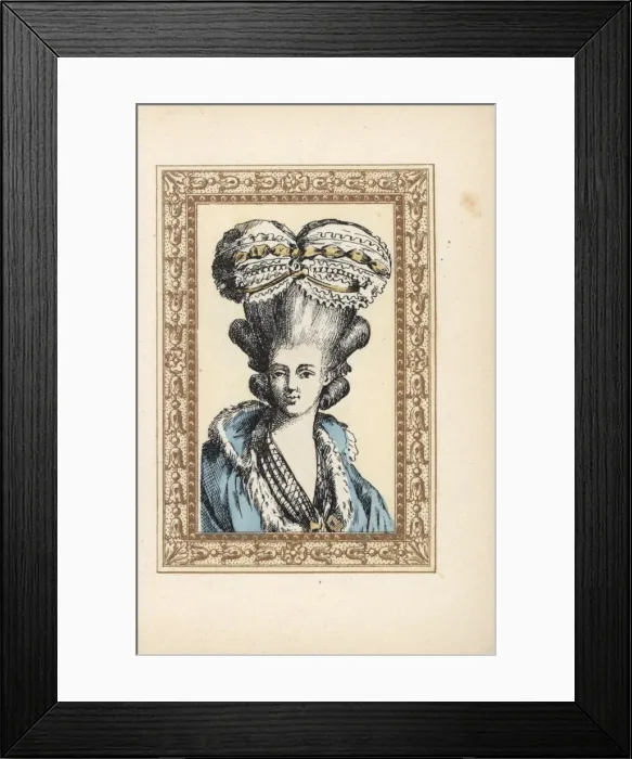 Framed Print : Woman in hairstyle topped by a bonnet called Framed Print : Woman in hairstyle topped by a bonnet called