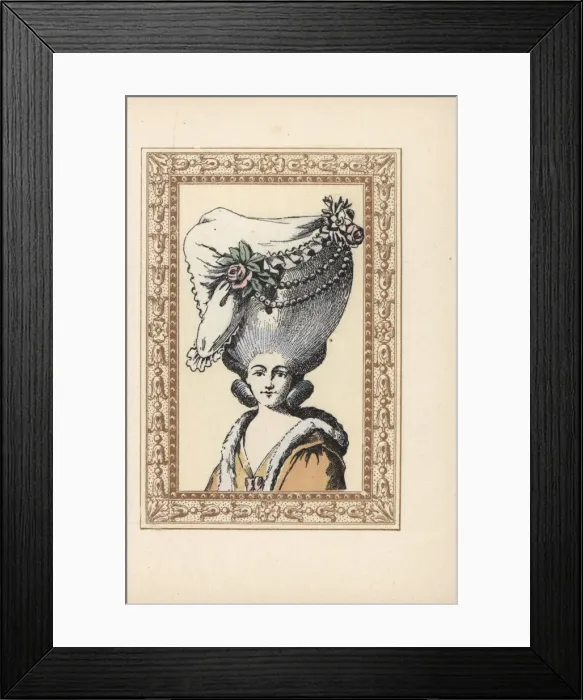 Framed Print : Woman in a drapery bonnet, Bonnet a la Draperie, with pearls Framed Print : Woman in a drapery bonnet, Bonnet a la Draperie, with pearls