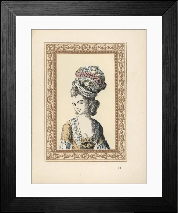 Framed Print : Woman in a bathers bonnet with frills Framed Print : Woman in a bathers bonnet with frills