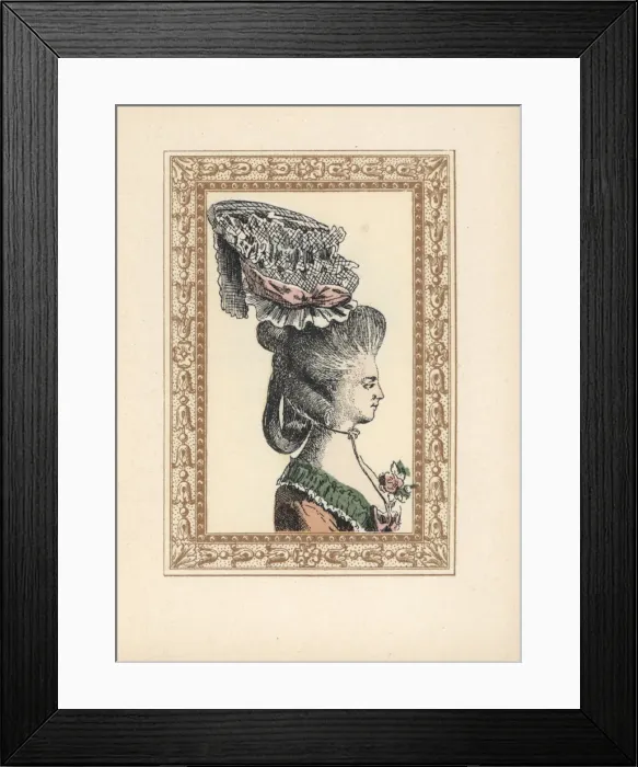 Framed Print : Woman in a Voltaire bonnet on a high hairstyle Framed Print : Woman in a Voltaire bonnet on a high hairstyle