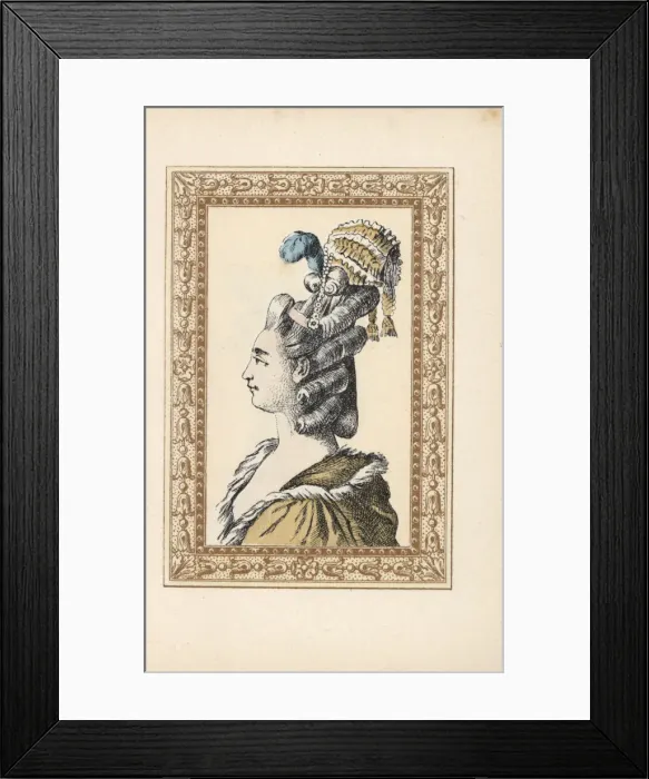 Framed Print : Woman in hairstyle called Feelings Returned, 1770s Framed Print : Woman in hairstyle called Feelings Returned, 1770s