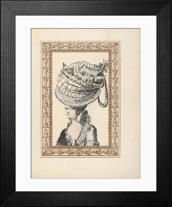 Framed Print : Woman wearing a huge hat called the Happiness of the Century Framed Print : Woman wearing a huge hat called the Happiness of the Century