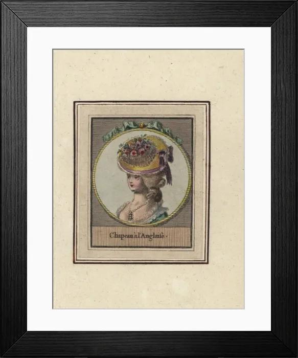 Framed Print : Woman in English-style hat decorated with Framed Print : Woman in English-style hat decorated with