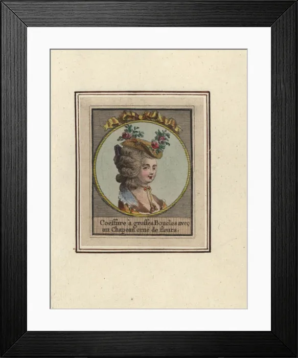 Framed Print : Hairstyle with large curls and a straw hat Framed Print : Hairstyle with large curls and a straw hat