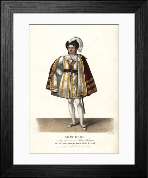 Framed Print : Michelot as the Comte Almaviva in Le Barbier de Seville Framed Print : Michelot as the Comte Almaviva in Le Barbier de Seville