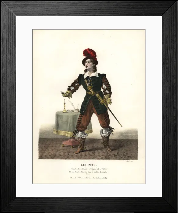 Framed Print : Tenor singer Lecomte as Almaviva in the opera Framed Print : Tenor singer Lecomte as Almaviva in the opera