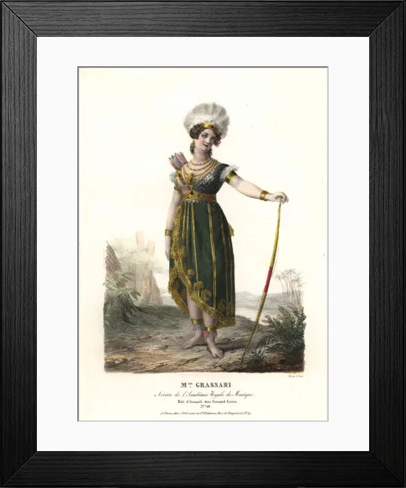 Framed Print : Soprano opera singer Mlle. Grassari as Amazili Framed Print : Soprano opera singer Mlle. Grassari as Amazili