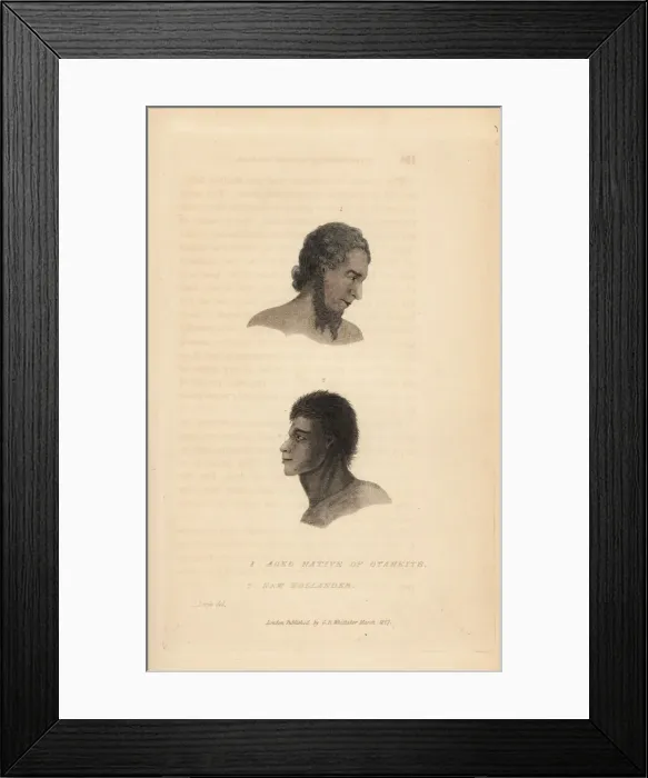 Framed Print : Aged native of Otaheite (Tahiti) and New Hollander Framed Print : Aged native of Otaheite (Tahiti) and New Hollander