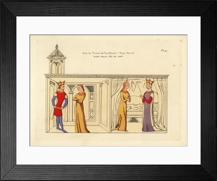 Framed Print : Costume of a king and queen, 14th century Framed Print : Costume of a king and queen, 14th century