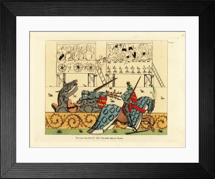 Framed Print : Jean de Saintre defeats Enguerrant in a joust Framed Print : Jean de Saintre defeats Enguerrant in a joust