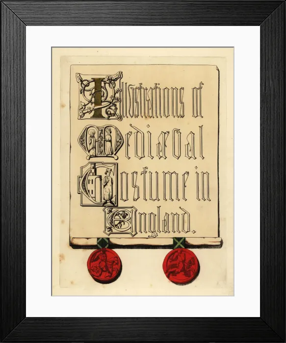 Framed Print : Title page with illuminated lettering and red wax seals Framed Print : Title page with illuminated lettering and red wax seals