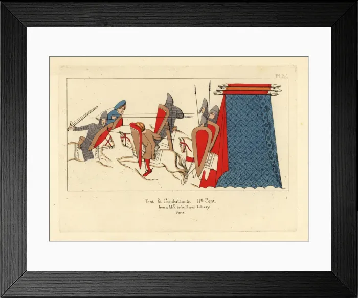 Framed Print : Norman cavalry in combat, with a military Framed Print : Norman cavalry in combat, with a military