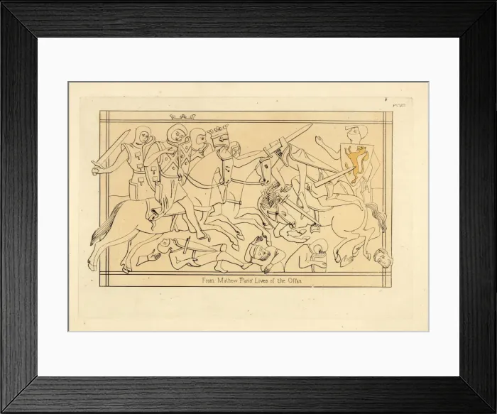 Framed Print : 12th century battle scene showing knights in combat Framed Print : 12th century battle scene showing knights in combat