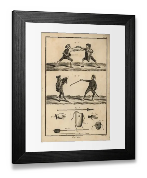 Framed Print : Fencing positions and equipment Framed Print : Fencing positions and equipment