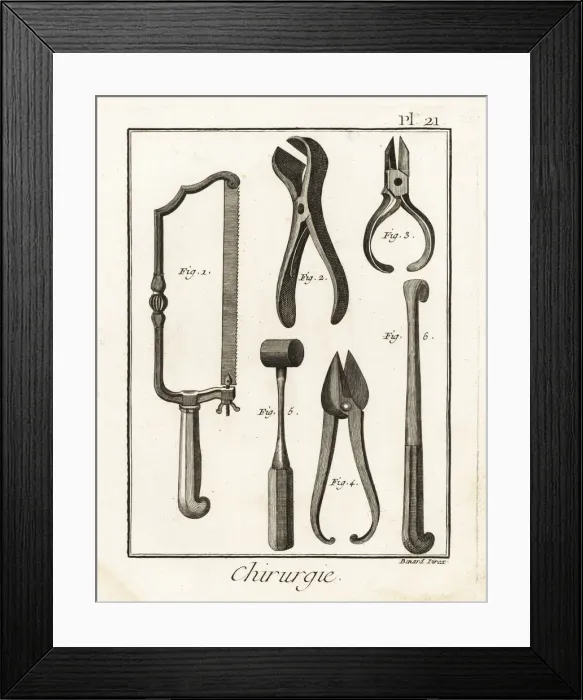 Framed Print : 18th century surgical equipment Framed Print : 18th century surgical equipment