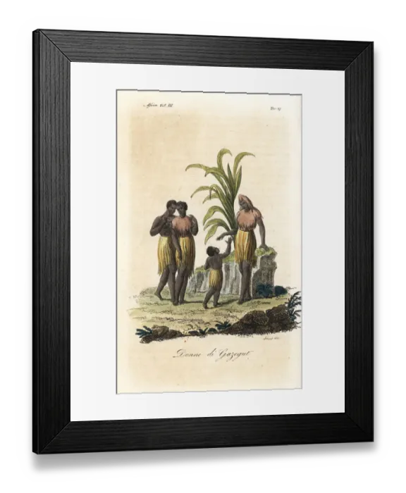 Framed Print : Costumes of the Bijagos women, native to Cazegut Framed Print : Costumes of the Bijagos women, native to Cazegut