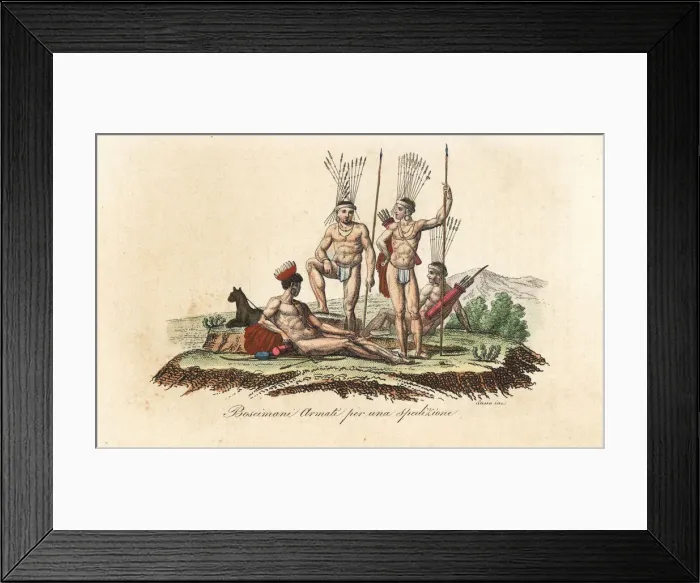 Framed Print : San men armed for a hunting expedition Framed Print : San men armed for a hunting expedition