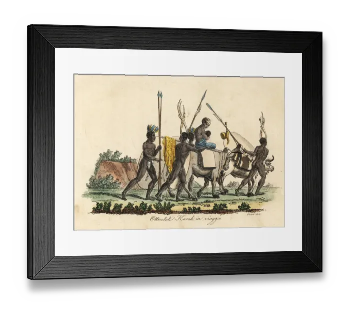Framed Print : Khoikhoi people of Korah travelling with their cattle Framed Print : Khoikhoi people of Korah travelling with their cattle