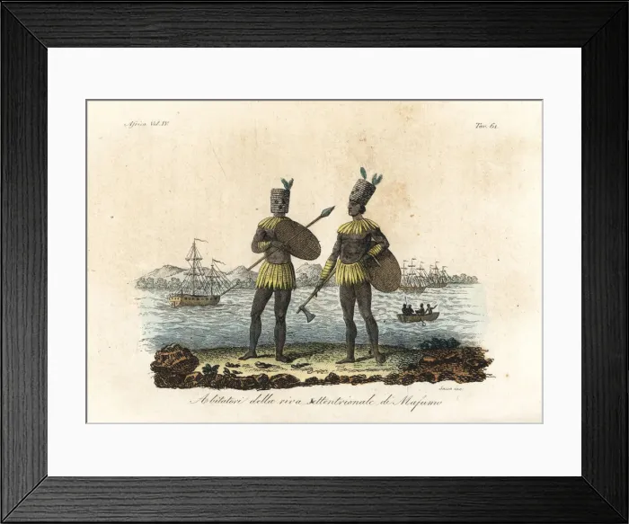 Framed Print : Battle costume of the natives of Dalagoa Bay Framed Print : Battle costume of the natives of Dalagoa Bay