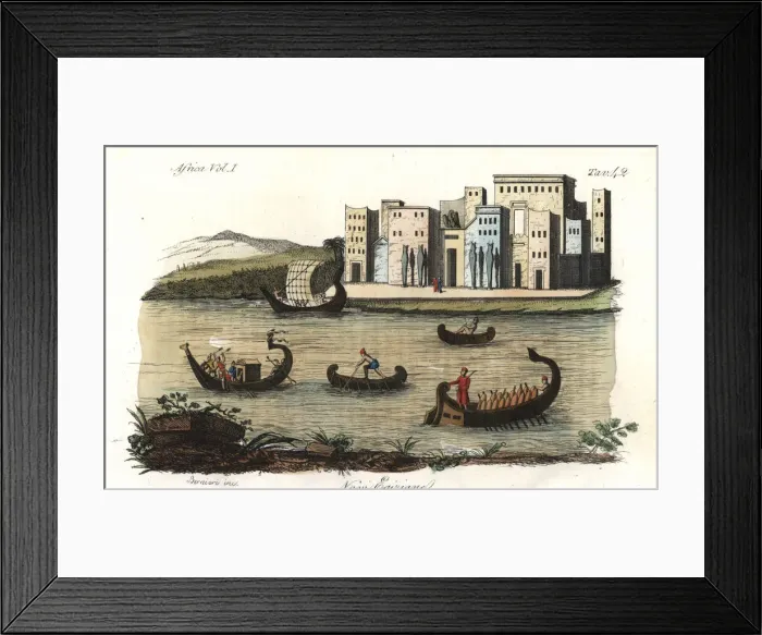 Framed Print : Egyptian fishing boats, rowboats and canoes on the Nile Framed Print : Egyptian fishing boats, rowboats and canoes on the Nile