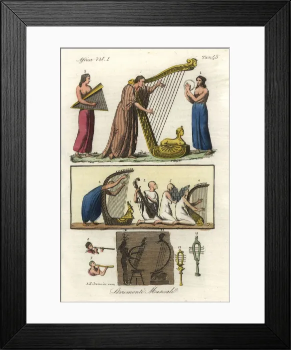 Framed Print : Ancient Egyptian musical instruments Framed Print : Ancient Egyptian musical instruments
