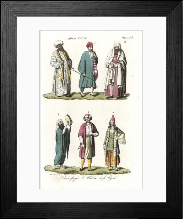 Framed Print : Costumes of the natives of Egypt, early 19th century Framed Print : Costumes of the natives of Egypt, early 19th century