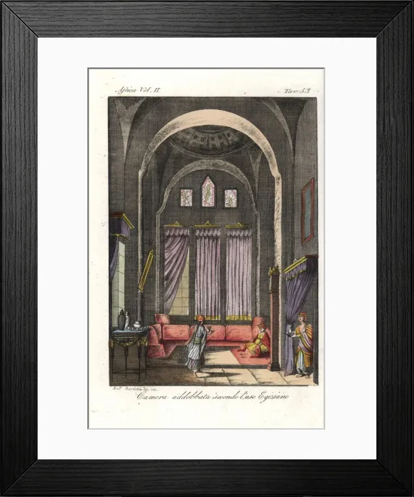 Framed Print : Room decorated in the Egyptian style, early 19th century Framed Print : Room decorated in the Egyptian style, early 19th century
