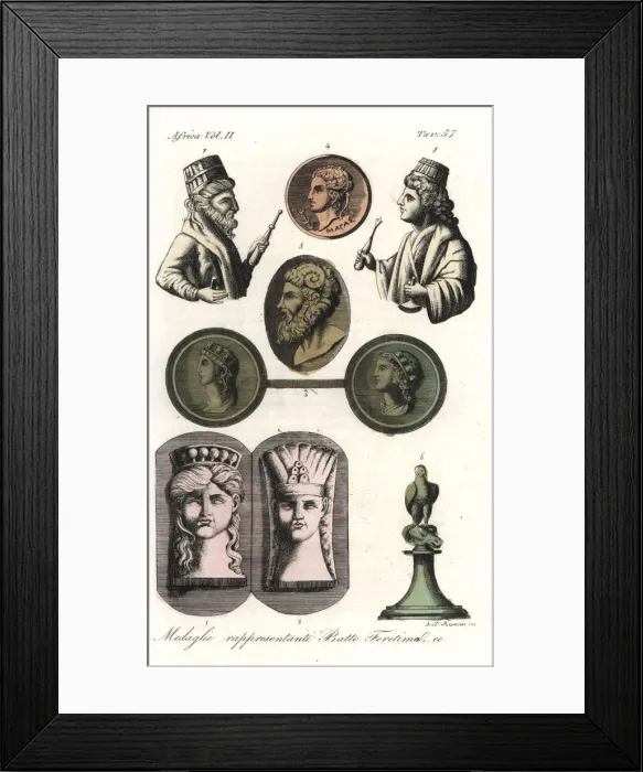 Framed Print : Medals of Cyrenaean King Battus and Queen Pheretima Framed Print : Medals of Cyrenaean King Battus and Queen Pheretima