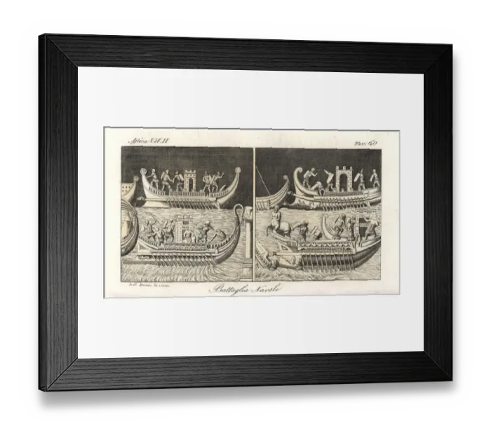 Framed Print : Sea battle between Roman and Carthaginian warships Framed Print : Sea battle between Roman and Carthaginian warships