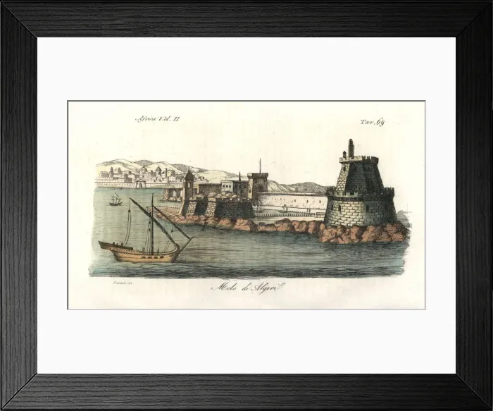 Framed Print : The pier of Algiers harbour, early 19th century Framed Print : The pier of Algiers harbour, early 19th century