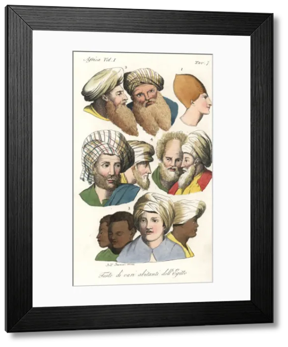 Framed Print : Heads of various natives of Egypt, in turbans and beards Framed Print : Heads of various natives of Egypt, in turbans and beards