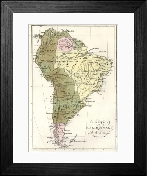 Framed Print : Map of South America, 1842 Framed Print : Map of South America, 1842