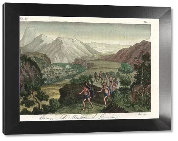 Pijao Native Americans on a passage through the Andes