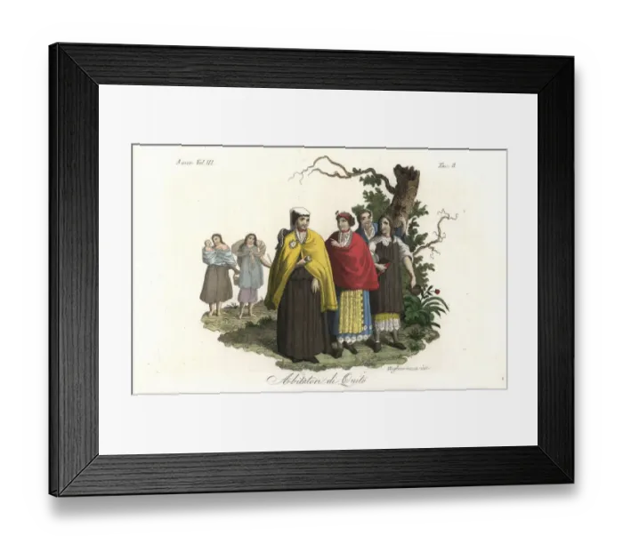 Framed Print : Costumes of the indigenous people of Quito, Ecuador Framed Print : Costumes of the indigenous people of Quito, Ecuador