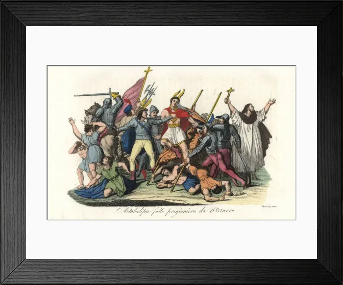 Framed Print : Atahualpa, the last Incan Emperor, captured by Pizzaro Framed Print : Atahualpa, the last Incan Emperor, captured by Pizzaro