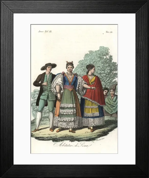 Framed Print : Costumes of Lima, Peru Framed Print : Costumes of Lima, Peru