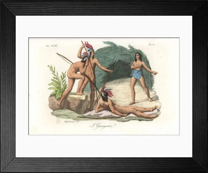 Framed Print : Hunters of the Wayana (Guayana) people of Paraguay Framed Print : Hunters of the Wayana (Guayana) people of Paraguay