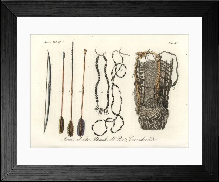 Framed Print : Arms and utensils of the extinct Puri and Coroados, Brazil Framed Print : Arms and utensils of the extinct Puri and Coroados, Brazil