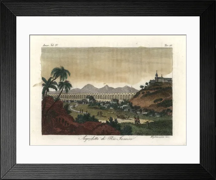 Framed Print : The Carioca Aquaduct of Rio de Janeiro, early 19th century Framed Print : The Carioca Aquaduct of Rio de Janeiro, early 19th century