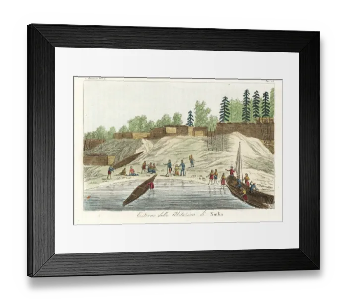 Framed Print : Village scene of the Native Americans of Nootka Sound Framed Print : Village scene of the Native Americans of Nootka Sound