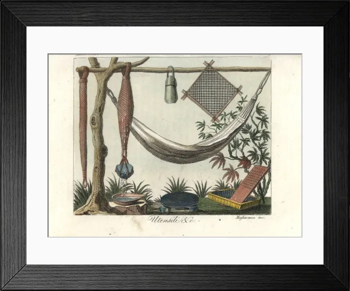 Framed Print : Hammock and beer-fermenting net of the Island Framed Print : Hammock and beer-fermenting net of the Island