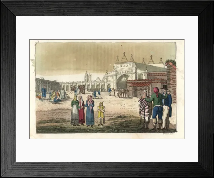 Framed Print : Market square in Buenos Aires, Argentina, early 19th century Framed Print : Market square in Buenos Aires, Argentina, early 19th century