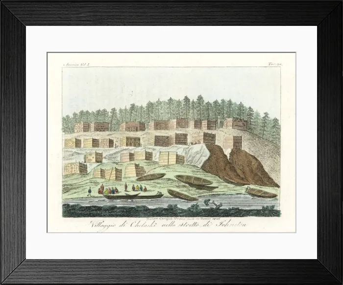 Framed Print : Kwakiuti village on Johnston Strait, Vancouver Island Framed Print : Kwakiuti village on Johnston Strait, Vancouver Island