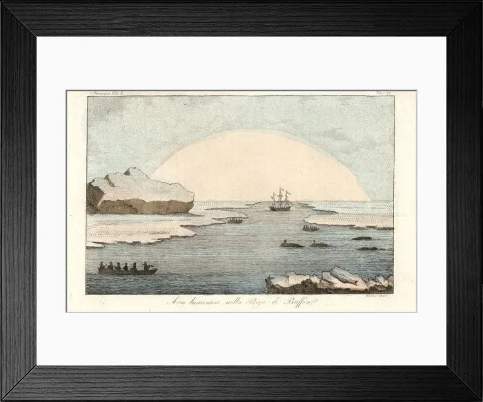Framed Print : Bright arc of light over icebergs and ice Framed Print : Bright arc of light over icebergs and ice
