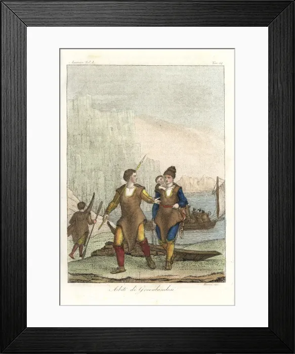 Framed Print : Inuit (Eskimo) family in sealskin clothes in Greenland Framed Print : Inuit (Eskimo) family in sealskin clothes in Greenland