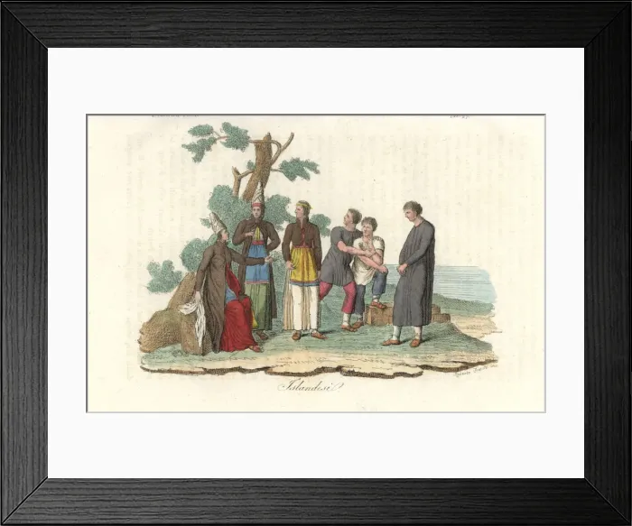 Framed Print : Costumes of the natives of Iceland, early 19th century Framed Print : Costumes of the natives of Iceland, early 19th century